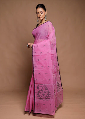 Pink Tant Jamdani Saree Without Blouse Piece