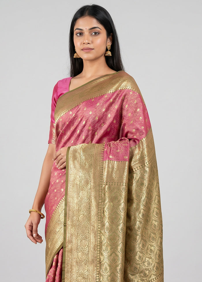 Pink Tanchoi Silk Saree With Blouse Piece