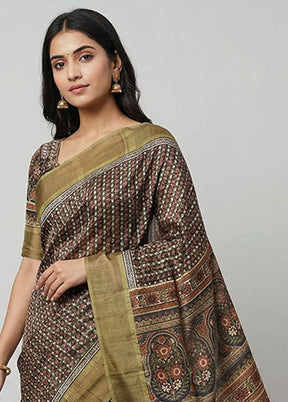Blue Tussar Silk Saree With Blouse Piece