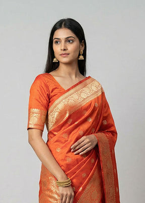 Red Handloom Katan Pure Silk Saree With Blouse Piece