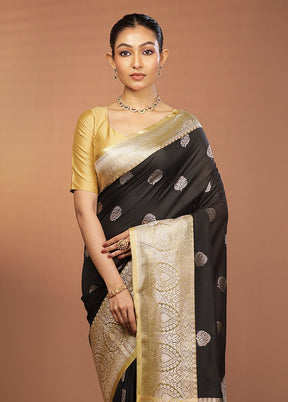 Black Katan Silk Saree With Blouse Piece