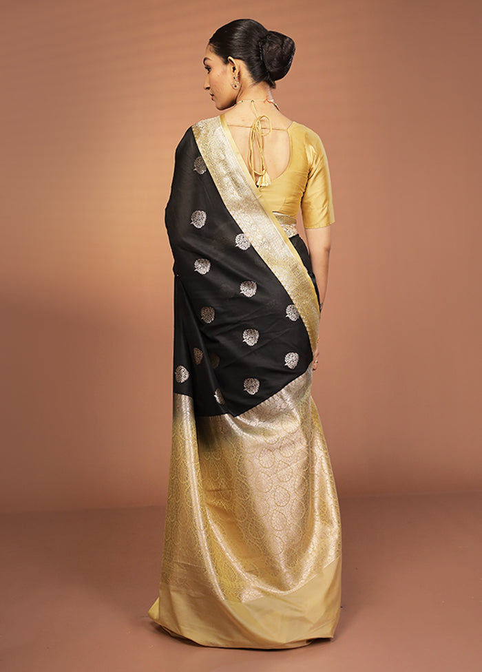 Black Katan Silk Saree With Blouse Piece