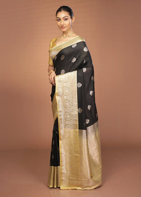 Black Katan Silk Saree With Blouse Piece