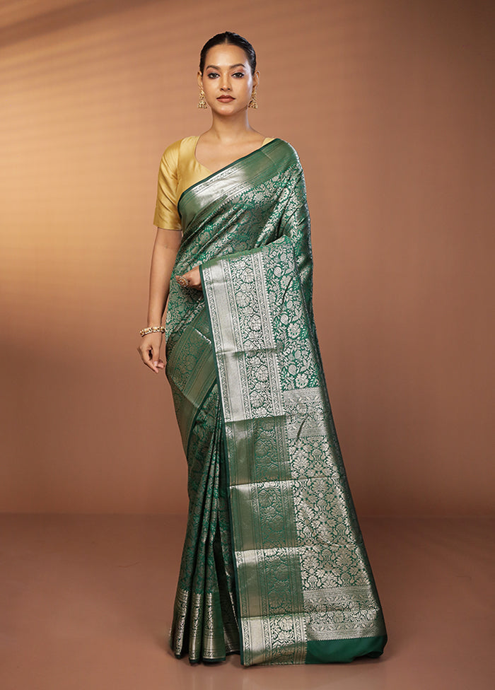 Green Kanjivaram Silk Saree With Blouse Piece