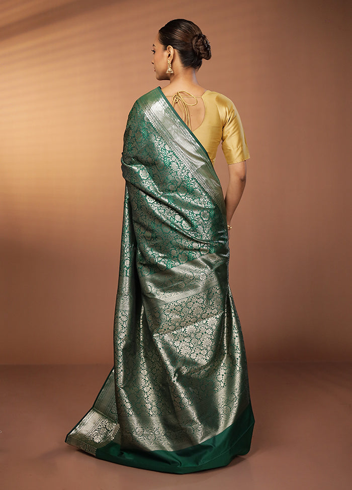 Green Kanjivaram Silk Saree With Blouse Piece
