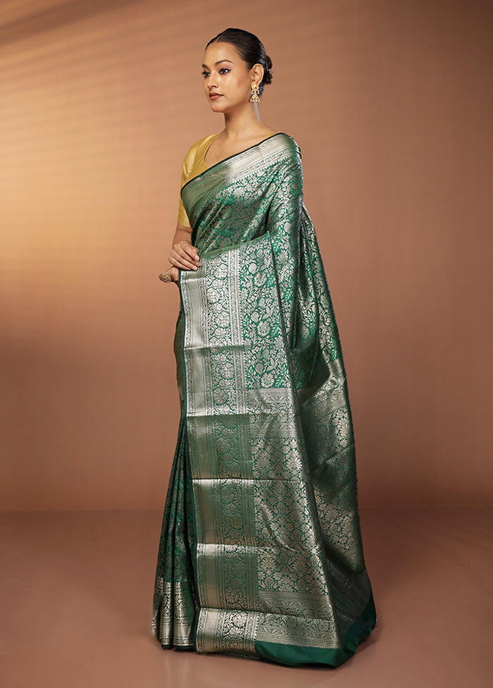 Green Kanjivaram Silk Saree With Blouse Piece
