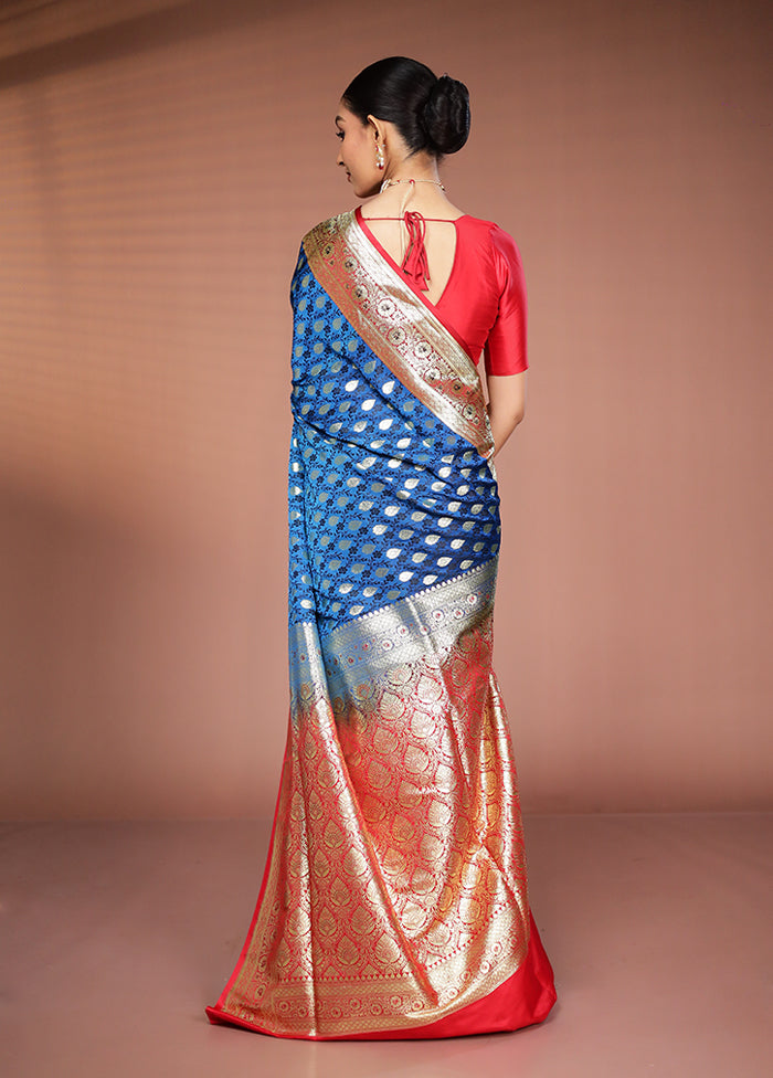 Blue Tanchoi Silk Saree With Blouse Piece