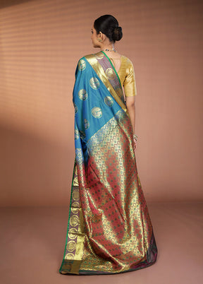 Green Kanjivaram Silk Saree With Blouse Piece