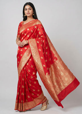 Red Uppada Silk Saree With Blouse Piece