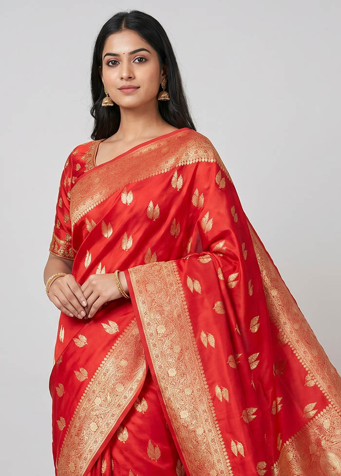 Red Uppada Silk Saree With Blouse Piece