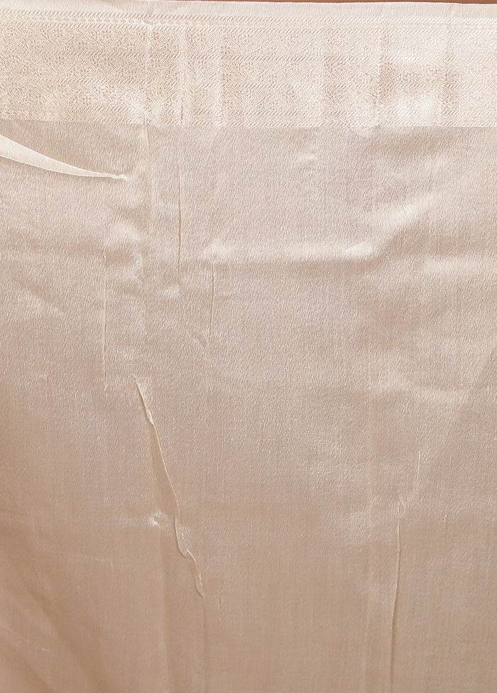 Cream Handloom Dupion Pure Silk Saree With Blouse Piece