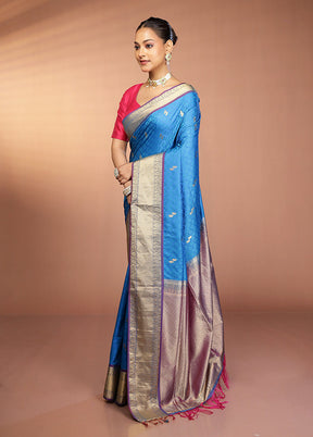 Green Kanjivaram Silk Saree With Blouse Piece