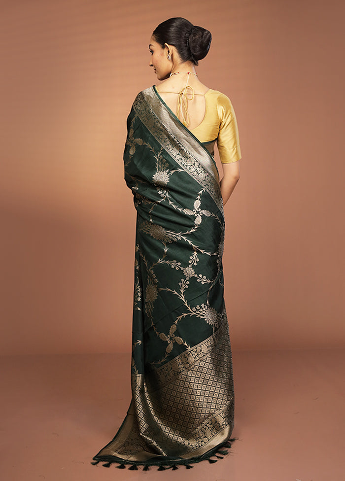 Green Dupion Silk Saree With Blouse Piece