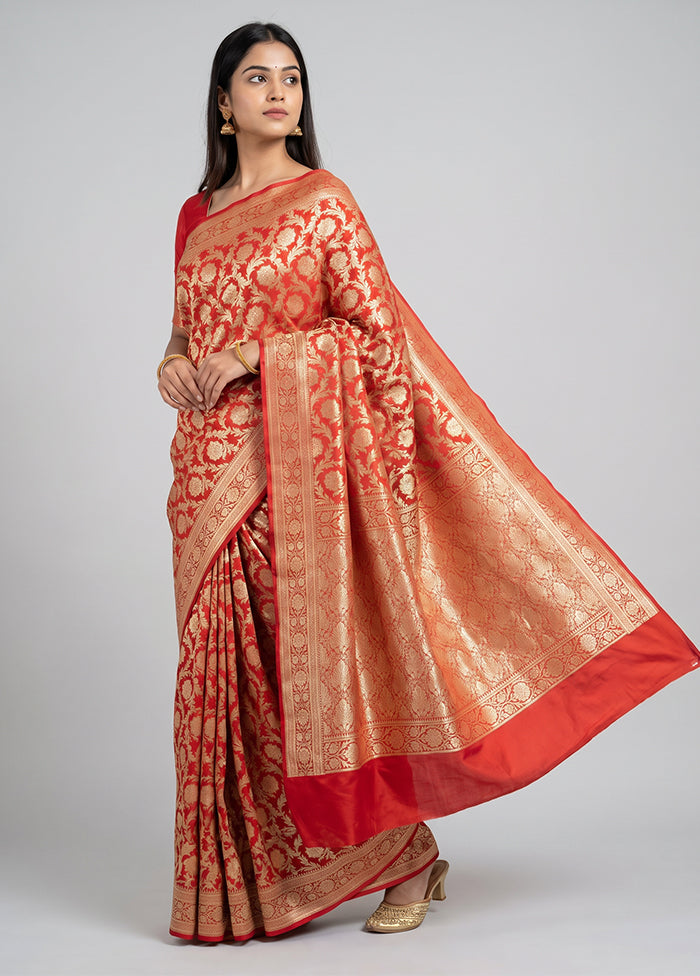 Red Uppada Silk Saree With Blouse Piece