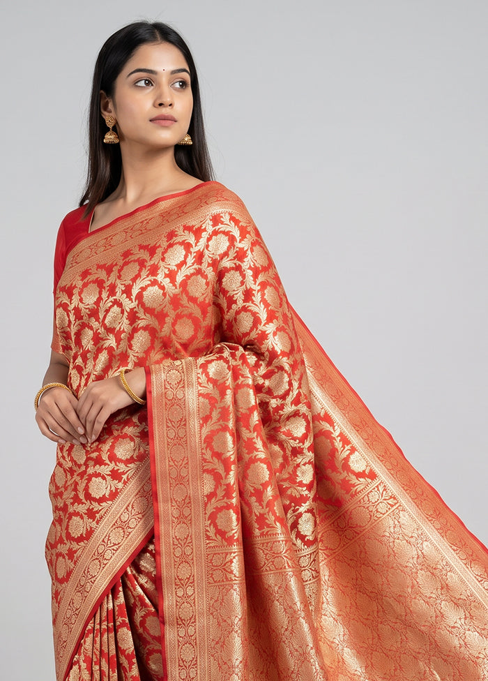 Red Uppada Silk Saree With Blouse Piece