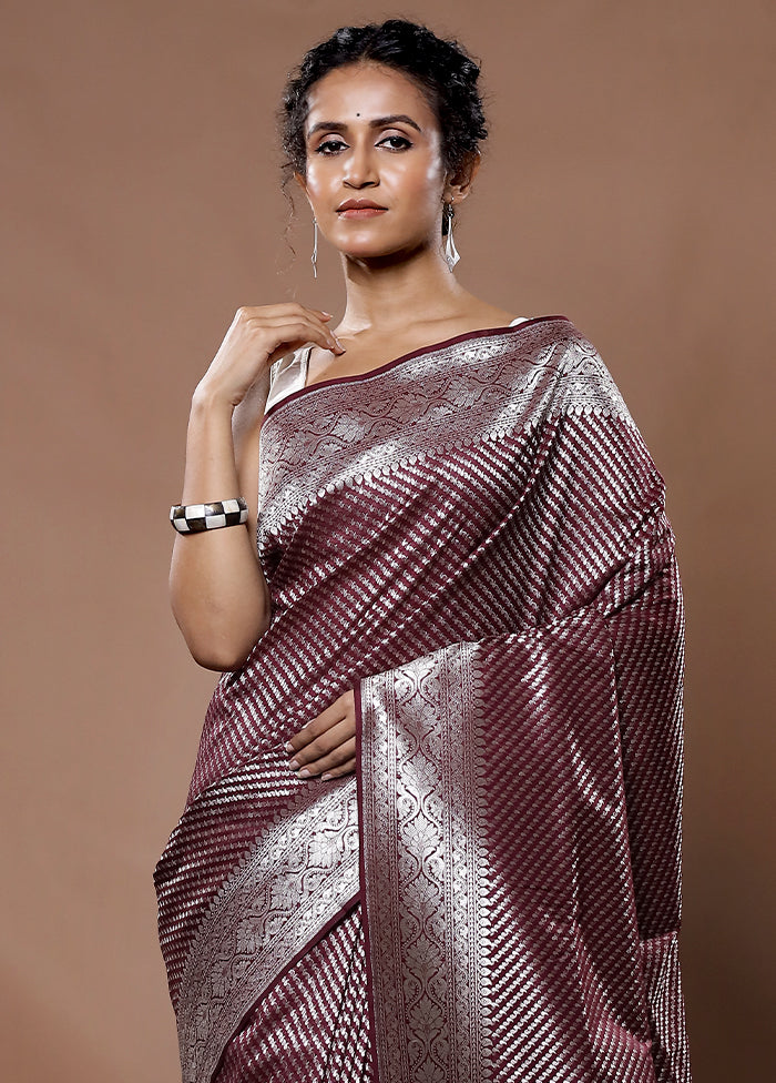Maroon Uppada Silk Saree With Blouse Piece