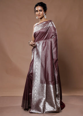 Maroon Uppada Silk Saree With Blouse Piece