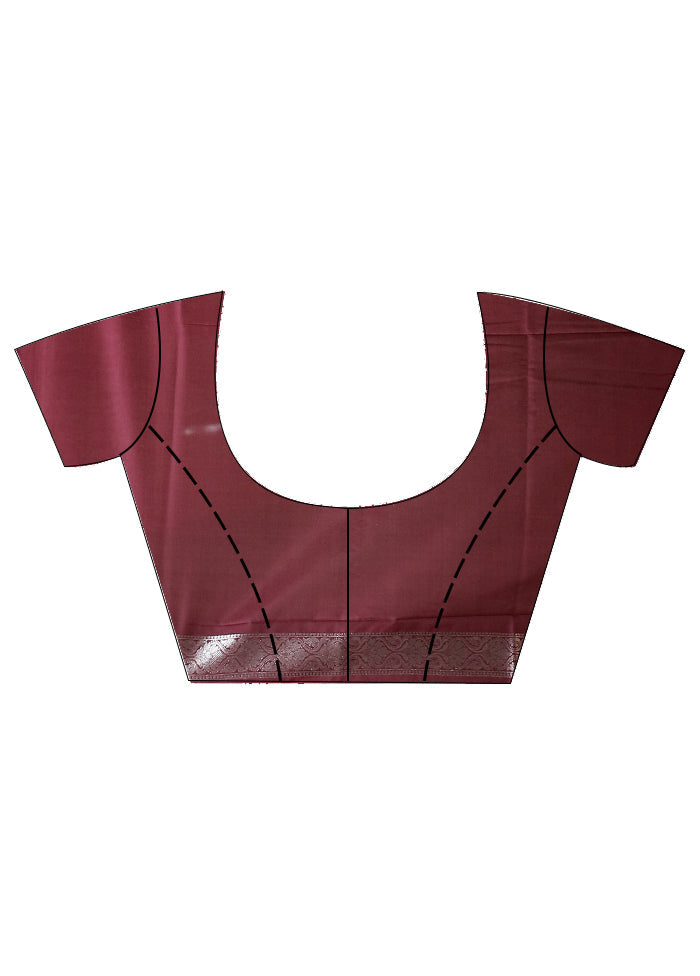 Maroon Uppada Silk Saree With Blouse Piece