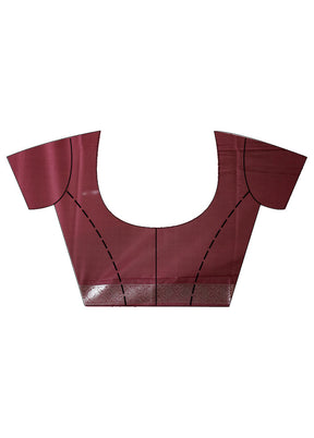 Maroon Uppada Silk Saree With Blouse Piece