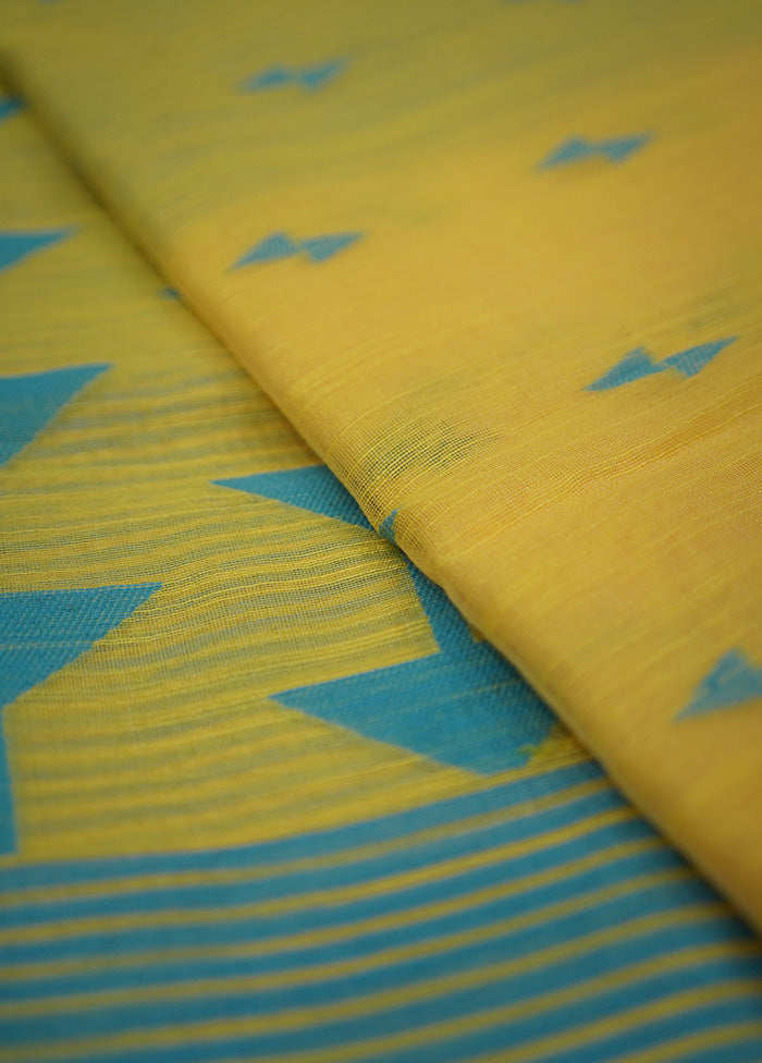 Yellow Cotton Saree With Blouse Piece