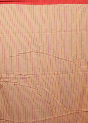 Rust Khadi Cotton Saree With Blouse Piece