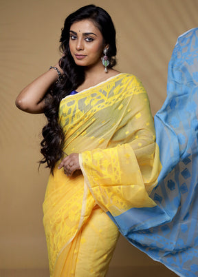 Yellow Tant Jamdani Saree Without Blouse Piece