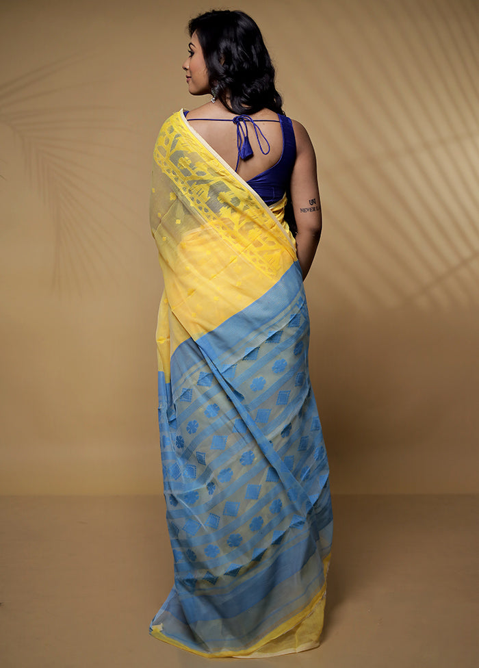 Yellow Tant Jamdani Saree Without Blouse Piece