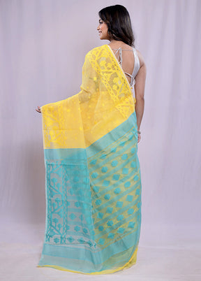 Yellow Tant Jamdani  Saree Without Blouse Piece
