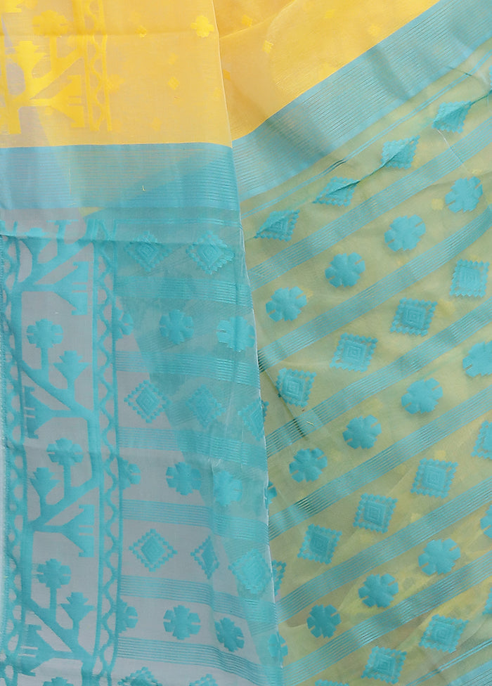 Yellow Tant Jamdani  Saree Without Blouse Piece