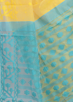 Yellow Tant Jamdani  Saree Without Blouse Piece