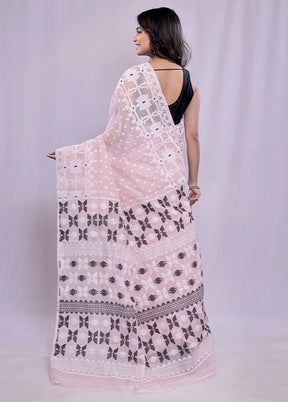 Pink Tant Jamdani Saree Without Blouse Piece