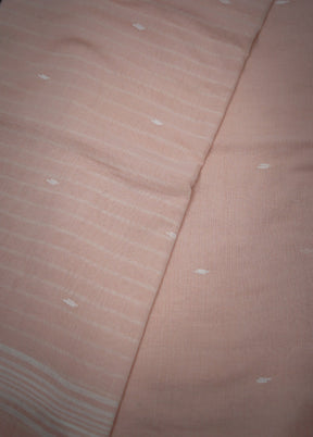 Peach Cotton Saree With Blouse Piece