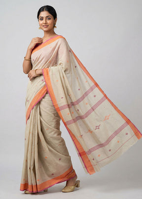 Green Khadi Cotton Saree With Blouse Piece