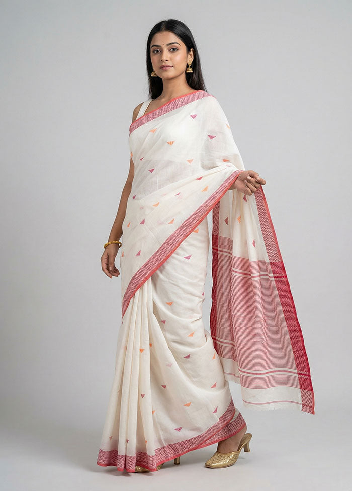 Green Khadi Cotton Saree With Blouse Piece