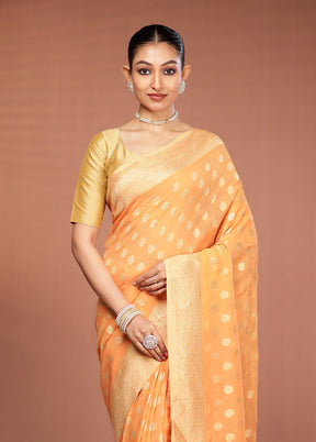 Orange Georgette Saree With Blouse Piece