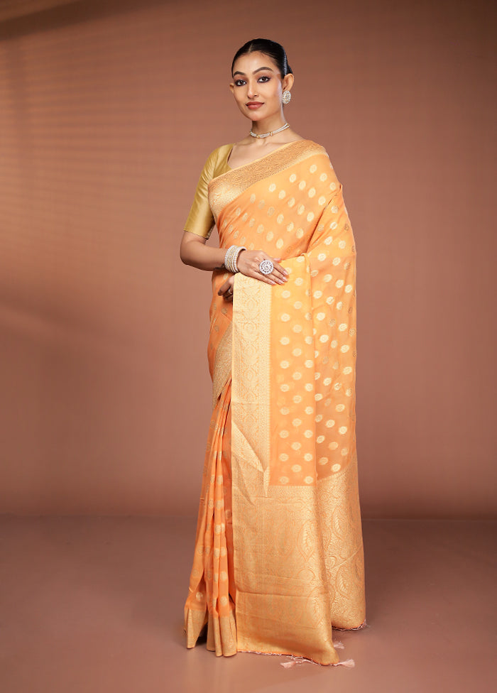 Orange Georgette Saree With Blouse Piece