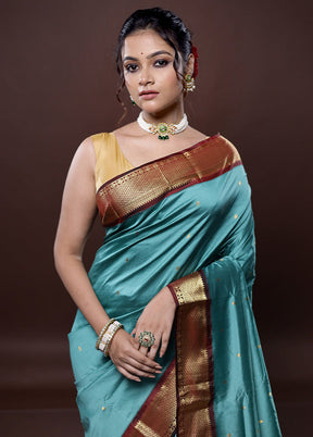 Green Kanjivaram Silk Saree With Blouse Piece
