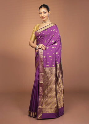 Purple Kanjivaram Silk Saree With Blouse Piece