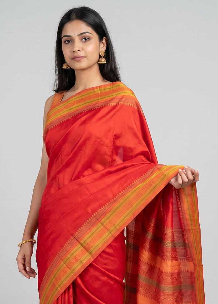 Red Kanjivaram Silk Saree With Blouse Piece