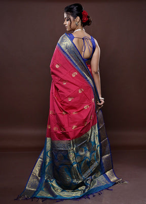 Pink Kanjivaram Silk Saree With Blouse Piece