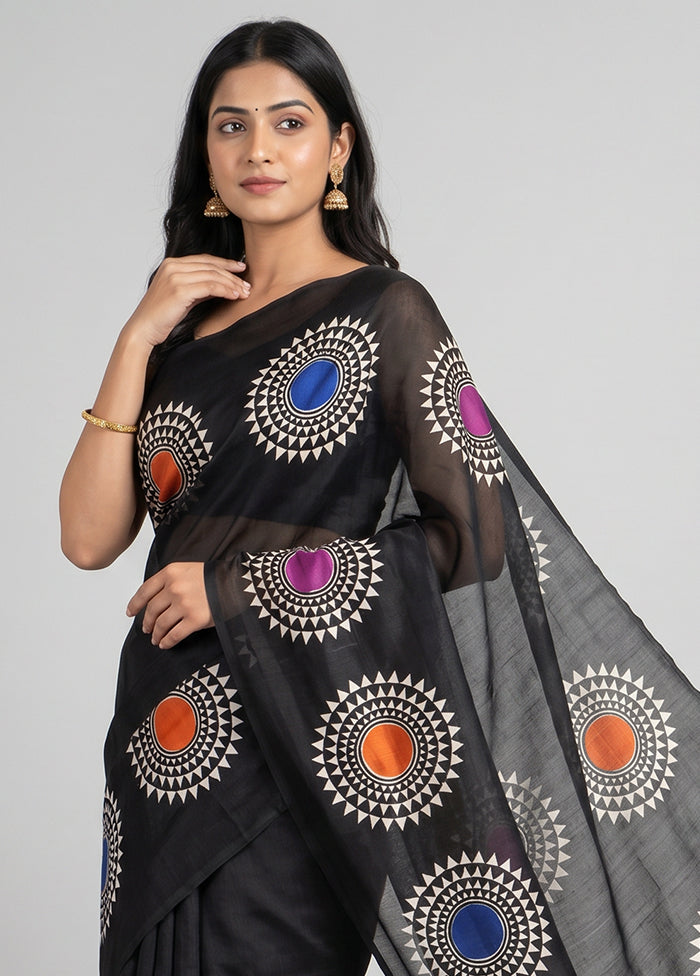 Multicolor Printed Silk Saree Without Blouse Piece