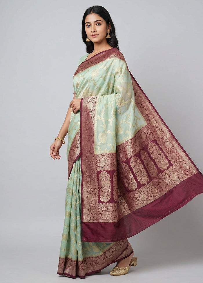 Green Georgette Saree With Blouse Piece