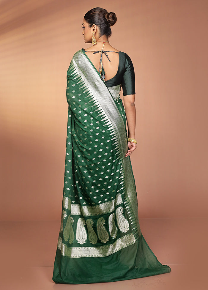 Green Georgette Saree With Blouse Piece