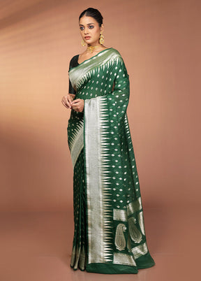 Green Georgette Saree With Blouse Piece