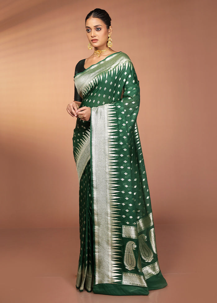Green Georgette Saree With Blouse Piece