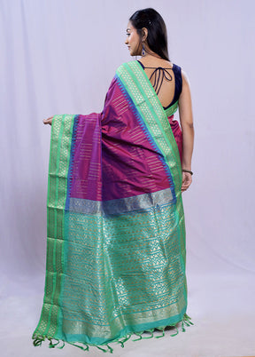 Purple Kanjivaram Silk Saree With Blouse Piece