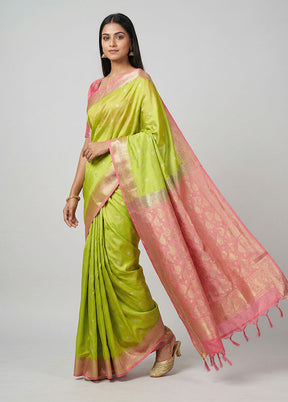Green Kanjivaram Silk Saree With Blouse Piece