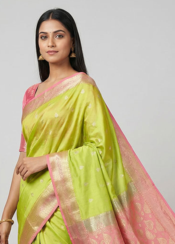 Green Kanjivaram Silk Saree With Blouse Piece
