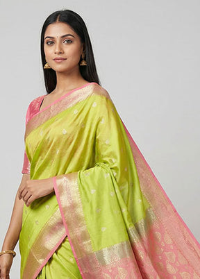 Green Kanjivaram Silk Saree With Blouse Piece