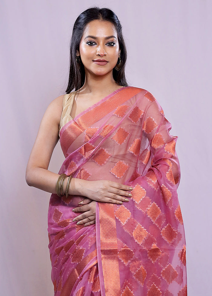 Purple Organza Saree With Blouse Piece
